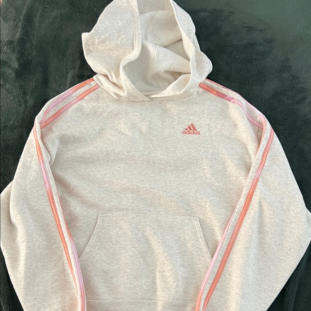 Adidas Girls Hoodie with Tie Dyed Pink Accents